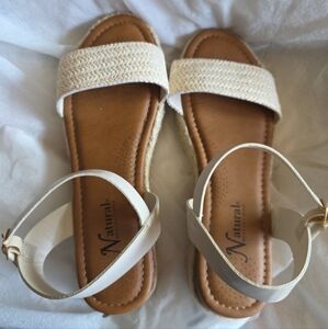Natural Women's Cream and Tan Sandals